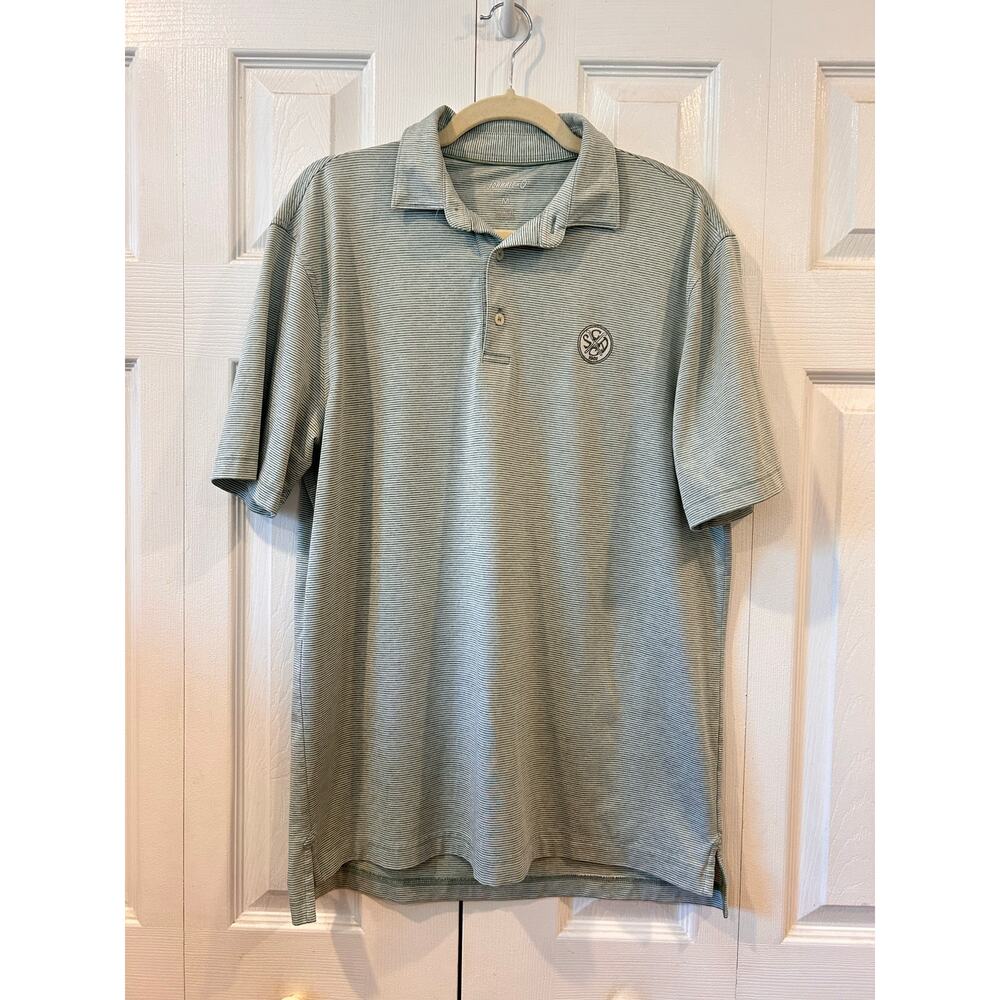 Johnnie-O Men’s Polo Shirt Green Striped Size Medium